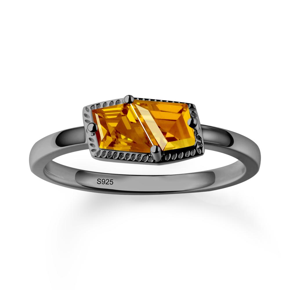 Two Stone Kite Shaped Citrine Ring - LUO Jewelry #metal_black finish sterling silver
