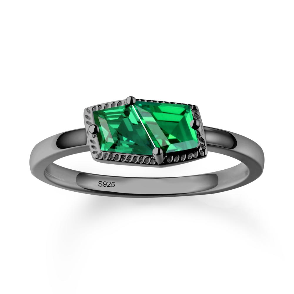 Toi Et Moi Kite Emerald Ring - LUO Jewelry #metal_black finish sterling silver