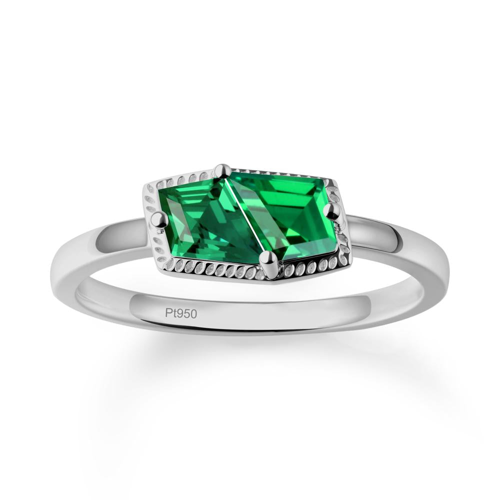 Toi Et Moi Kite Emerald Ring - LUO Jewelry #metal_platinum