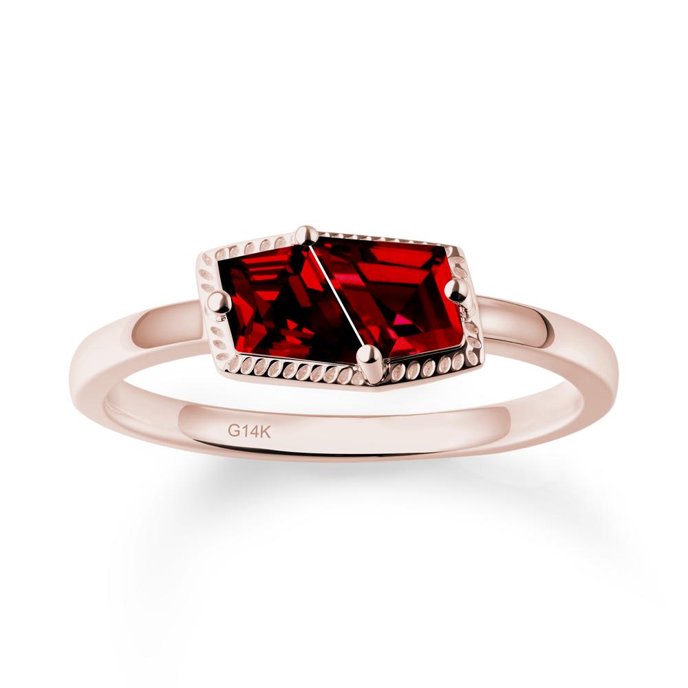 Unique Two Stone Garnet Ring In Sterlling Silver - LUO Jewelry #metal_14k rose gold