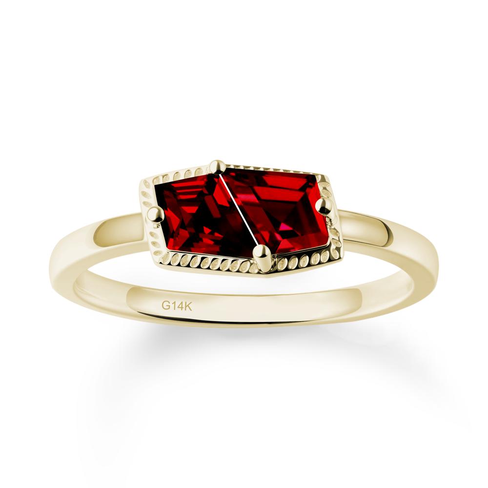 Unique Two Stone Garnet Ring In Sterlling Silver - LUO Jewelry #metal_14k yellow gold