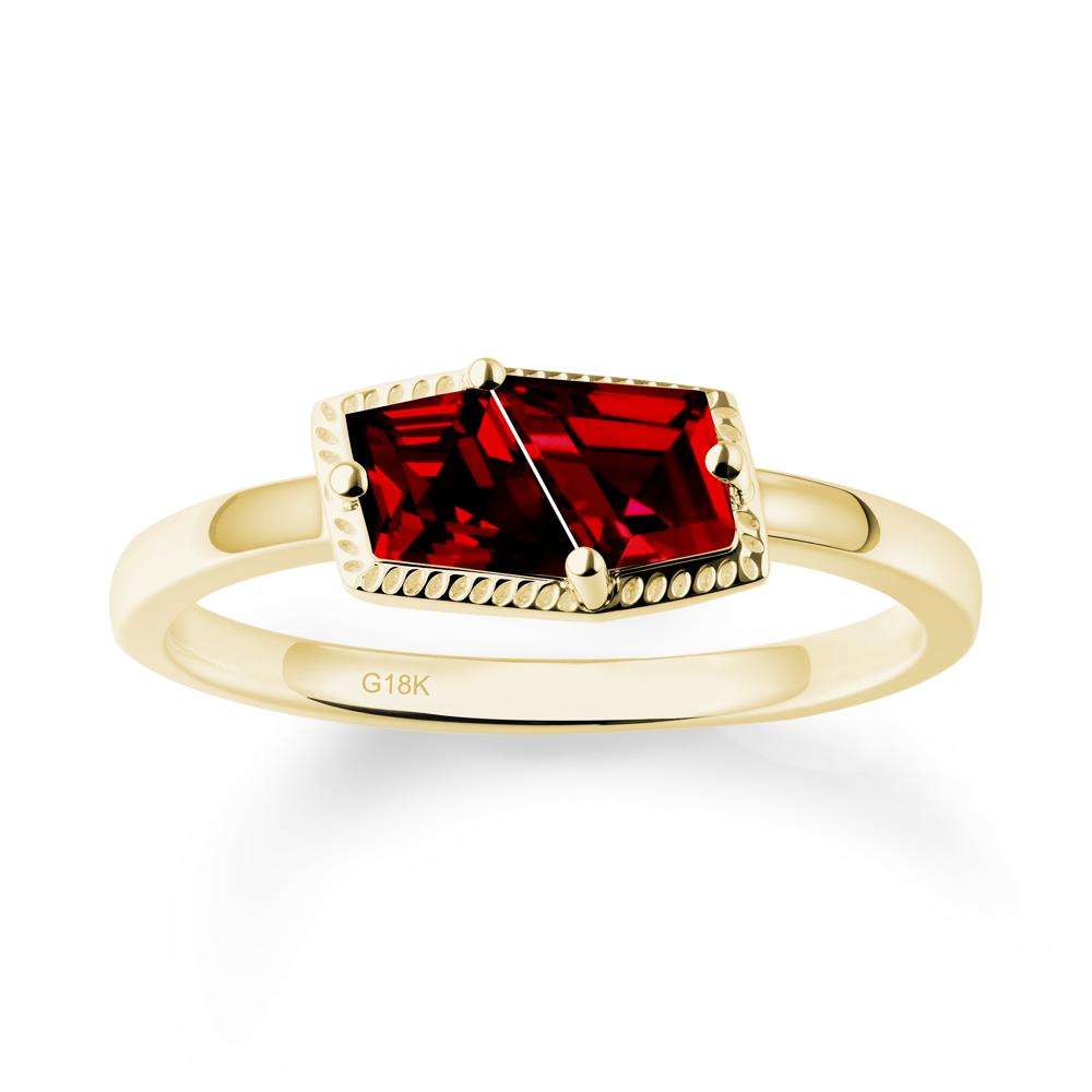 Unique Two Stone Garnet Ring In Sterlling Silver - LUO Jewelry #metal_18k yellow gold