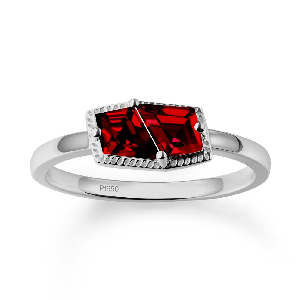 Unique Two Stone Garnet Ring In Sterlling Silver - LUO Jewelry #metal_platinum