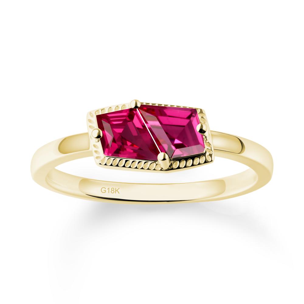 Unique Two Stone Ruby Ring In Sterlling Silver - LUO Jewelry #metal_18k yellow gold
