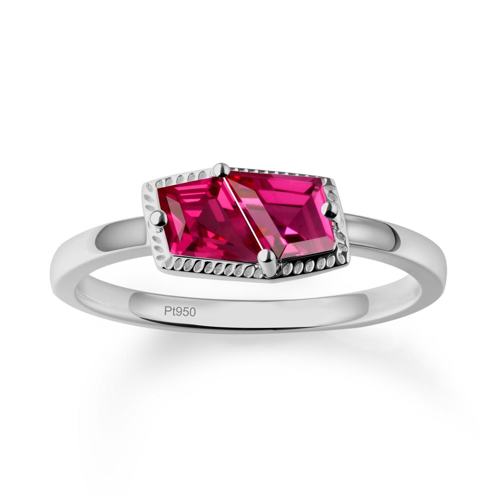 Unique Two Stone Ruby Ring In Sterlling Silver - LUO Jewelry #metal_platinum