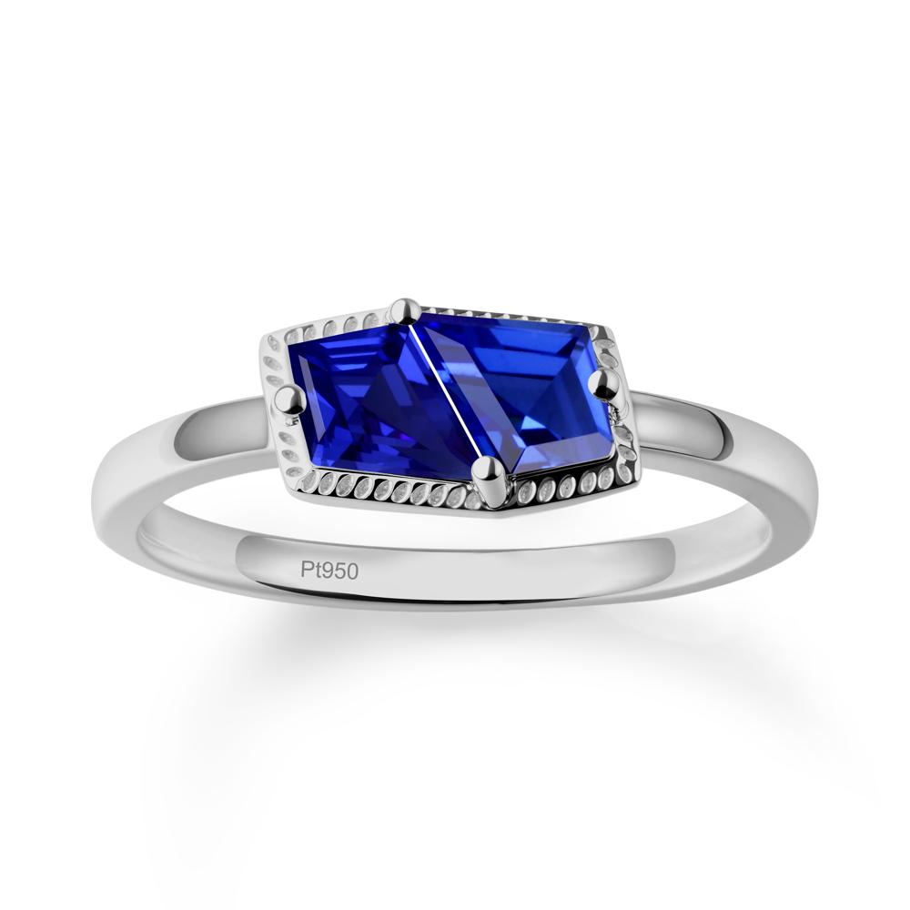 Two Stone Kite Shaped Sapphire Ring - LUO Jewelry #metal_platinum