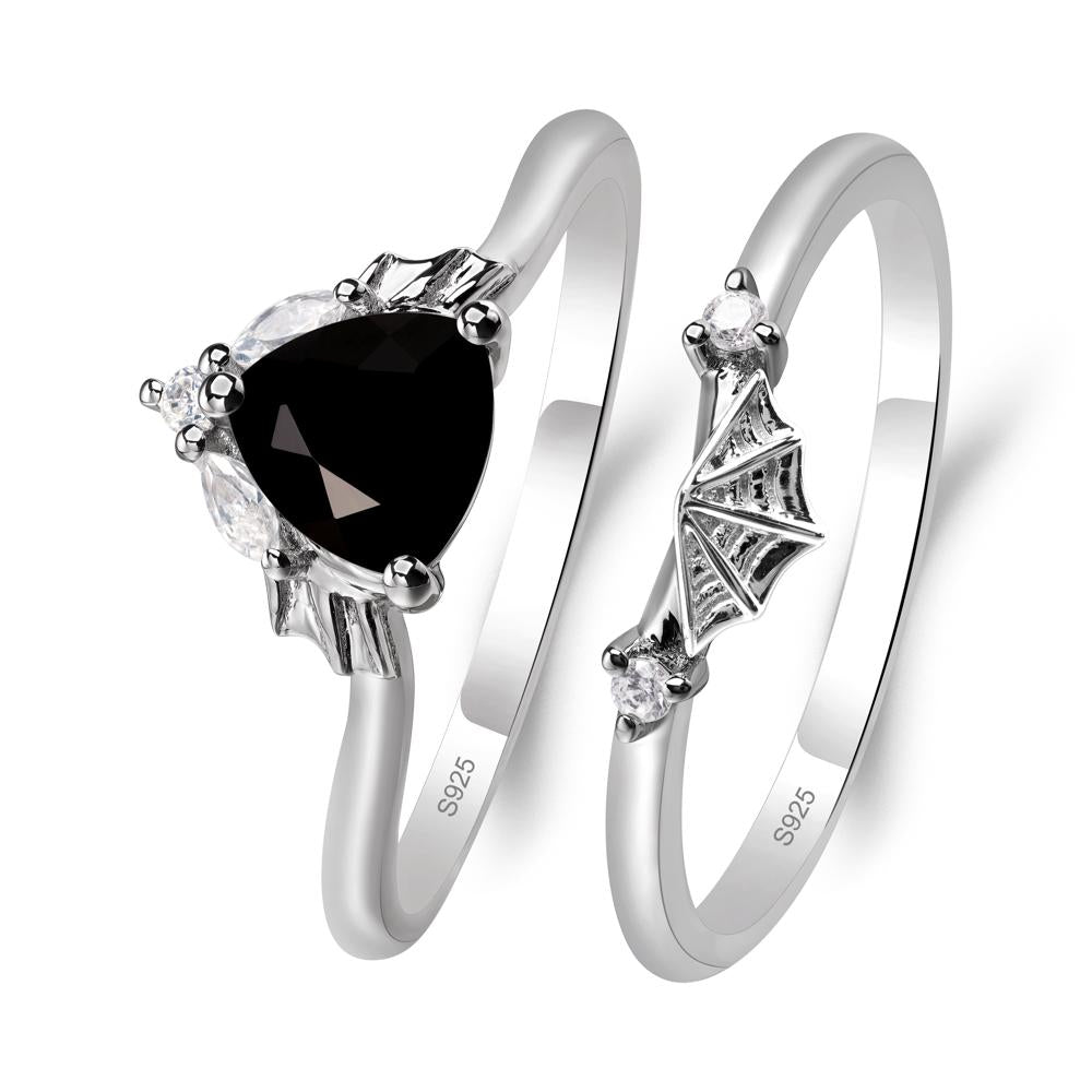 Black Spinel Gothic Wedding Ring Sets - LUO Jewelry #metal_xxxxx