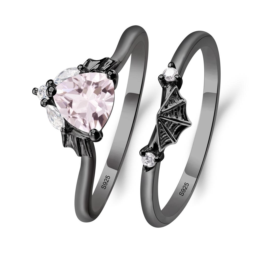 Morganite Gothic Wedding Ring Sets - LUO Jewelry #metal_xxxxx