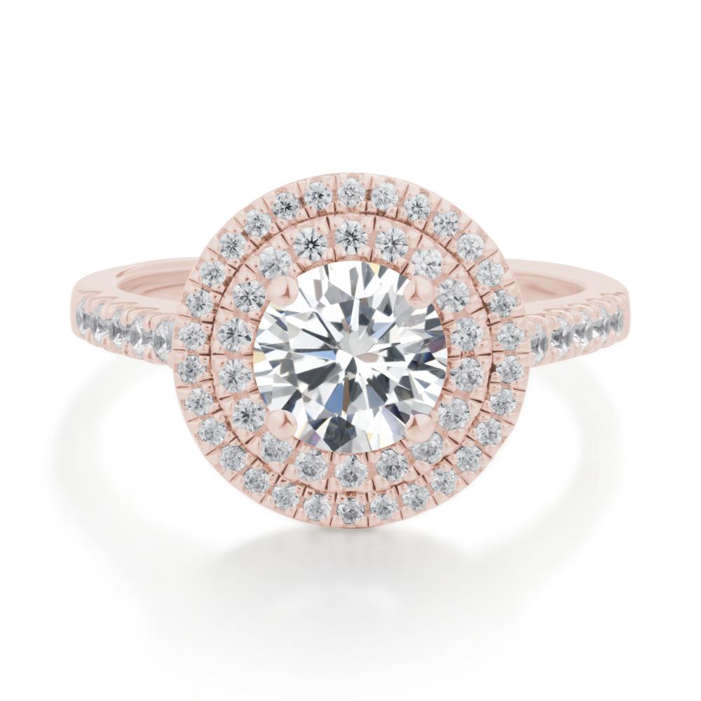 Cubic Zirconia Ring Double Halo - LUO Jewelry #metal_14k rose gold