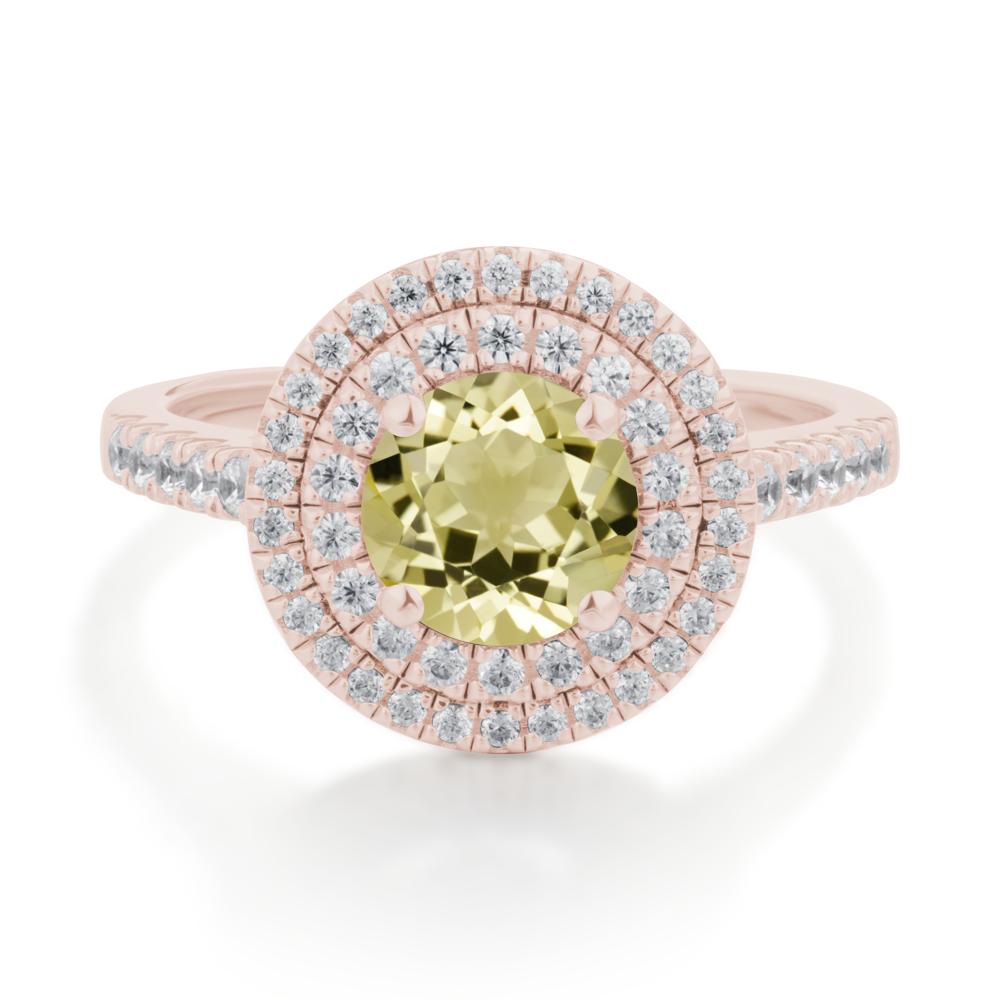 Lemon Quartz Ring Double Halo - LUO Jewelry #metal_14k rose gold