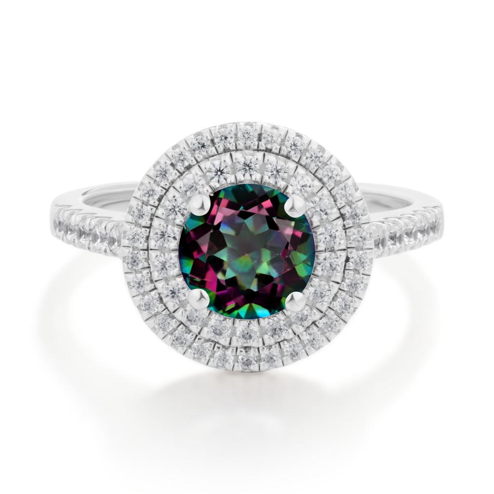 Mystic Topaz Ring Double Halo - LUO Jewelry #metal_14k white gold