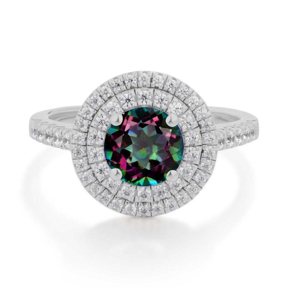 Mystic Topaz Ring Double Halo - LUO Jewelry #metal_platinum
