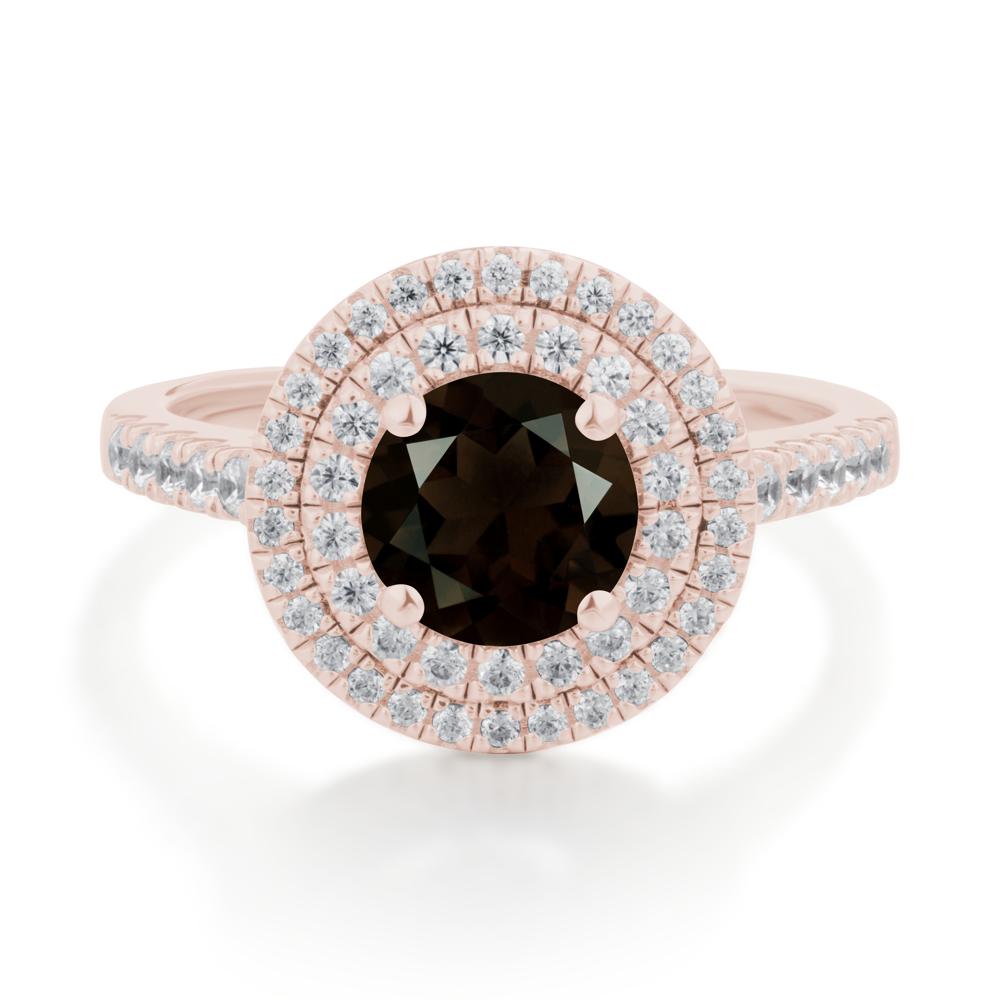Smoky Quartz Ring Double Halo - LUO Jewelry #metal_14k rose gold