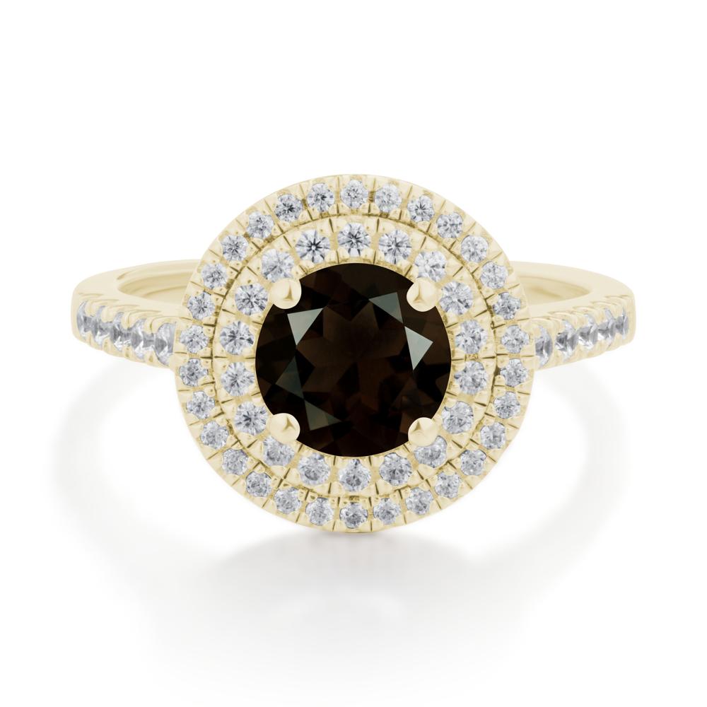 Smoky Quartz Ring Double Halo - LUO Jewelry #metal_14k yellow gold