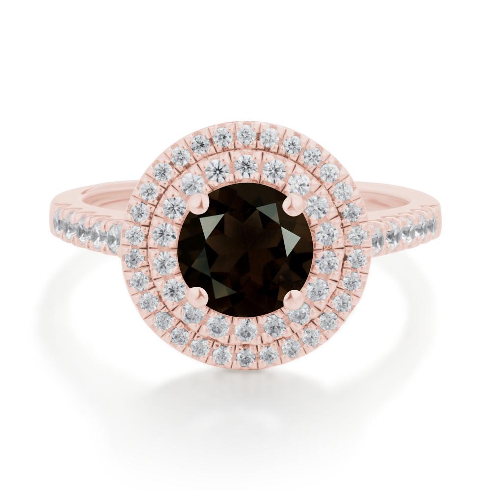 Smoky Quartz Ring Double Halo - LUO Jewelry #metal_18k rose gold