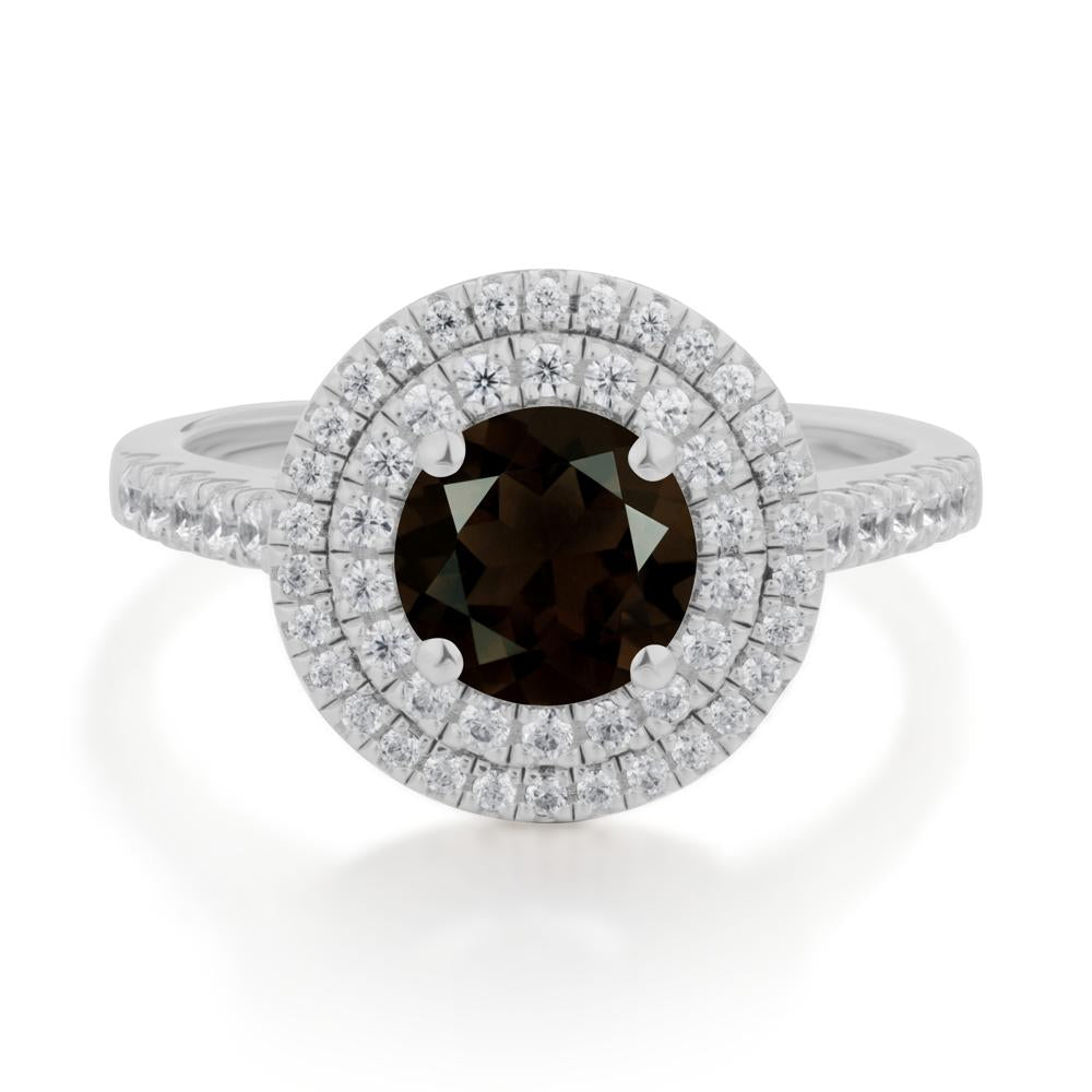 Smoky Quartz Ring Double Halo - LUO Jewelry #metal_platinum