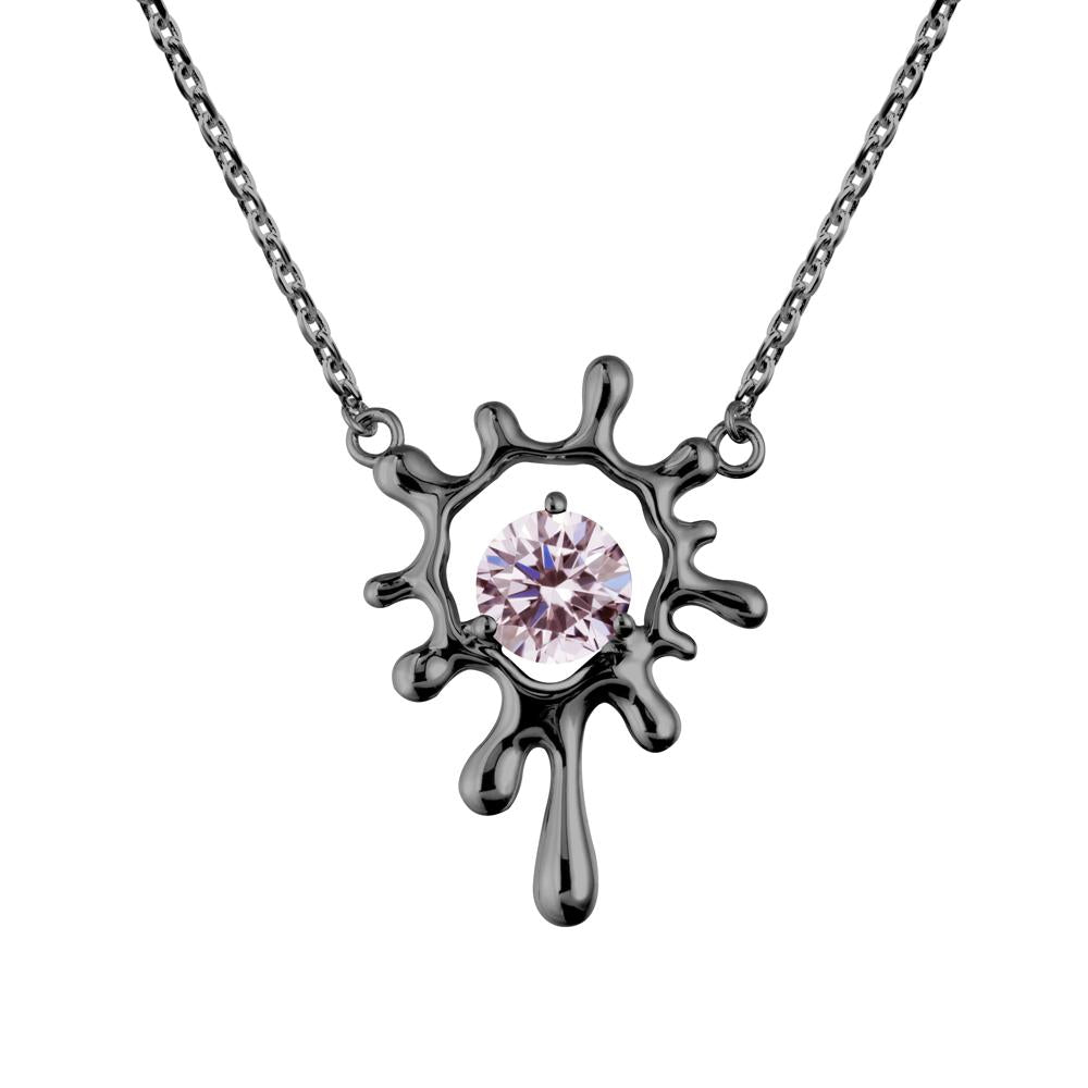 Liquid Pink Cubic Zirconia Necklace - LUO Jewelry #metal_black finish sterling silver