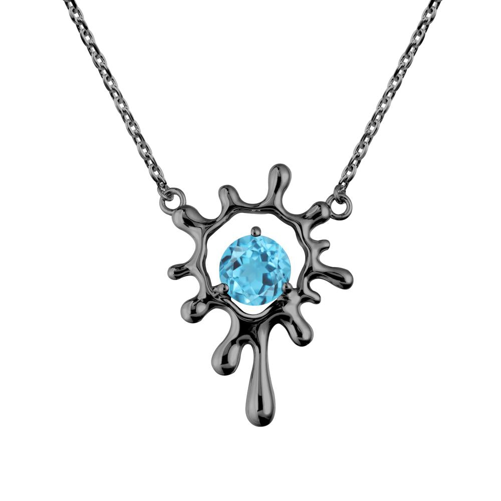 Liquid Swiss Blue Topaz Necklace - LUO Jewelry #metal_black finish sterling silver