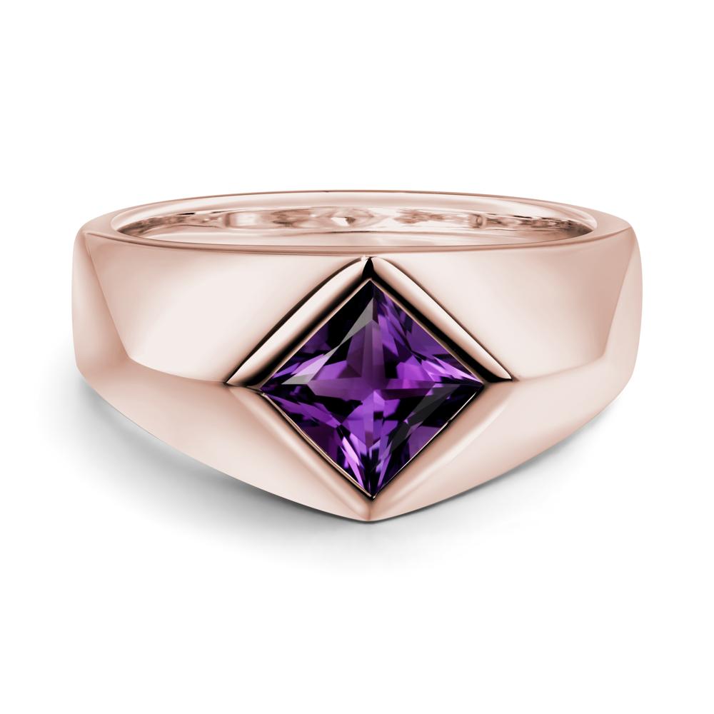 Men's Amethyst Kite Set Ring - LUO Jewelry #metal_14k rose gold