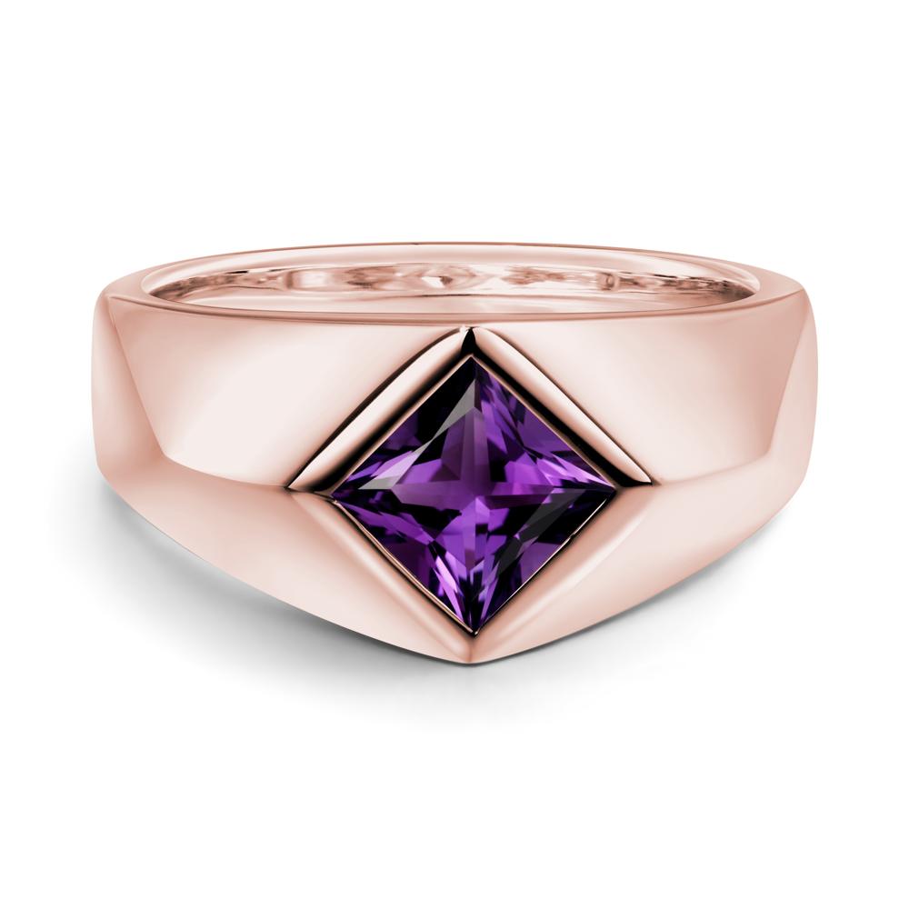 Men's Amethyst Kite Set Ring - LUO Jewelry #metal_18k rose gold