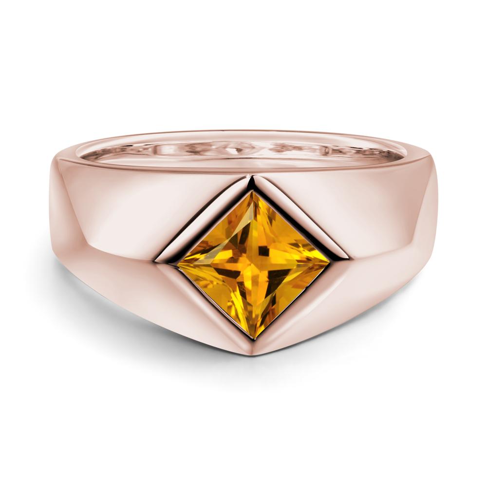 Men's Citrine Kite Set Ring - LUO Jewelry #metal_14k rose gold