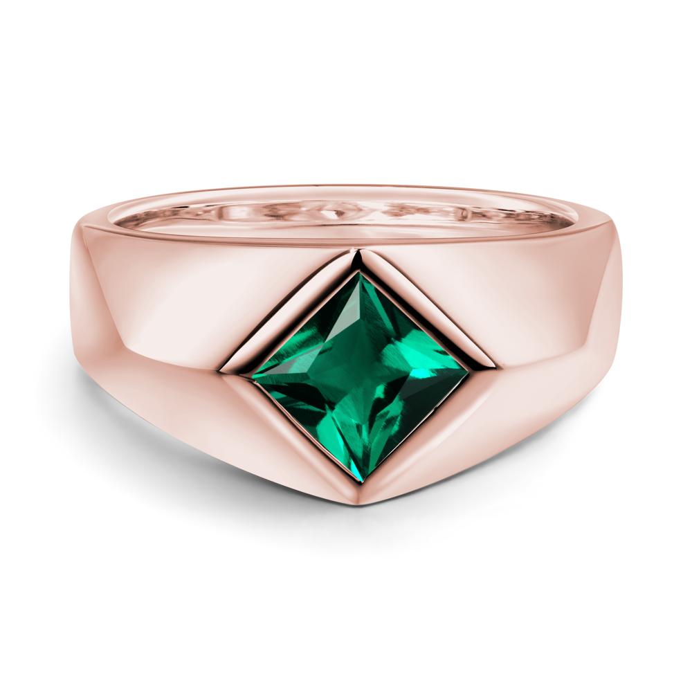 Men's Emerald Kite Set Ring - LUO Jewelry #metal_18k rose gold