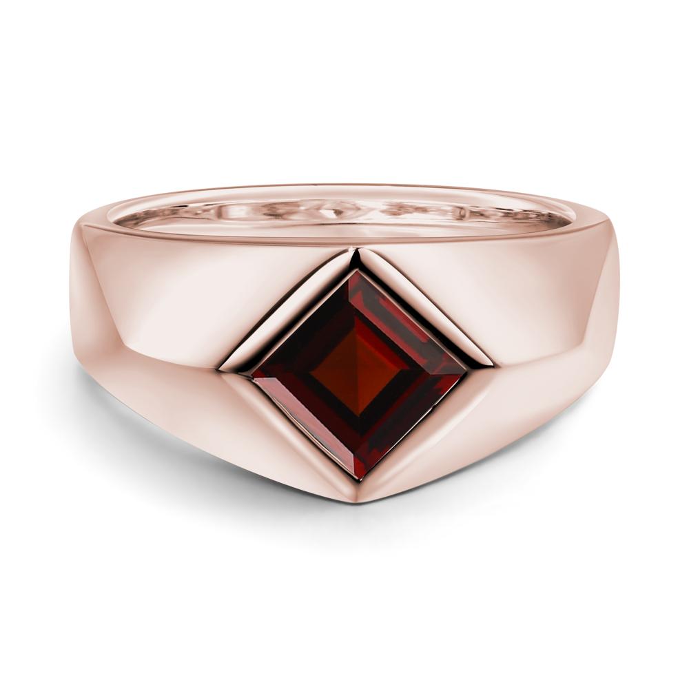 Men's Garnet Kite Set Ring - LUO Jewelry #metal_14k rose gold
