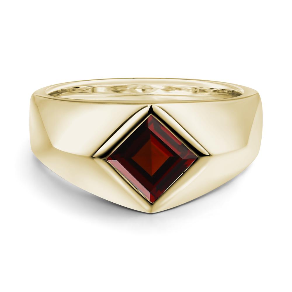 Men's Garnet Kite Set Ring - LUO Jewelry #metal_14k yellow gold