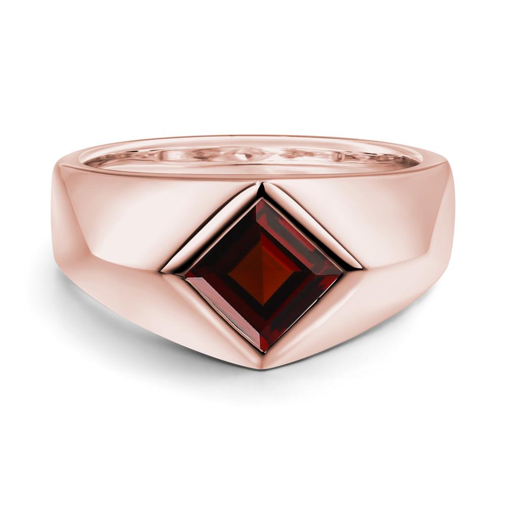 Men's Garnet Kite Set Ring - LUO Jewelry #metal_18k rose gold