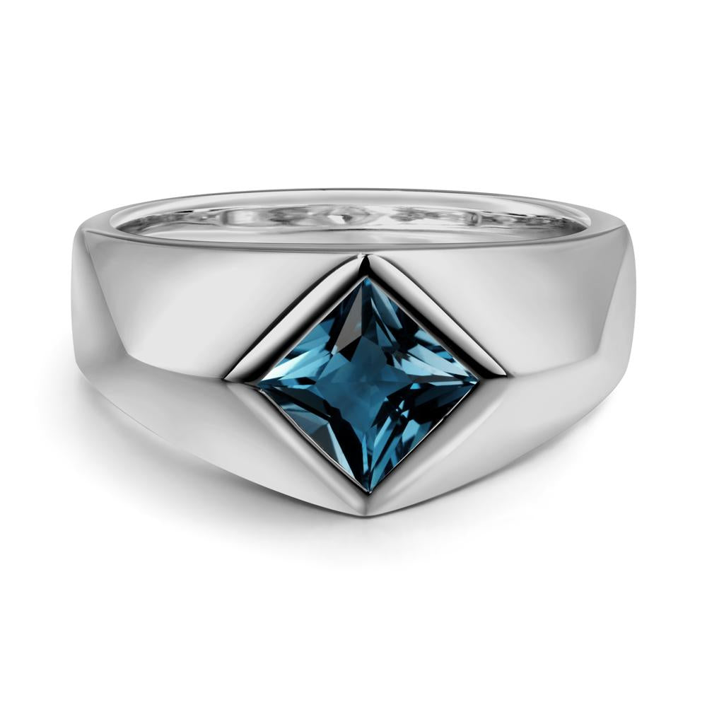 Men's London Blue Topaz Kite Set Ring - LUO Jewelry #metal_platinum