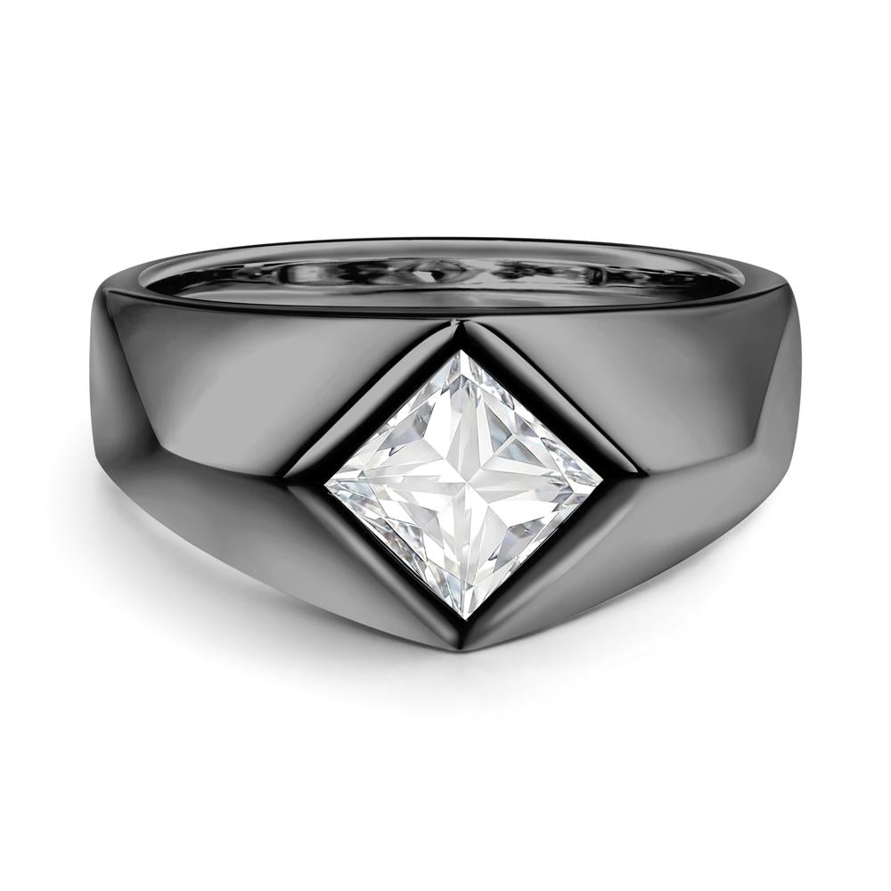 Men's Moissanite Kite Set Ring - LUO Jewelry #metal_black finish sterling silver