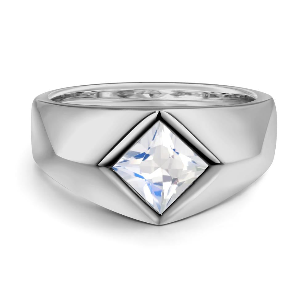 Men's Moonstone Kite Set Ring - LUO Jewelry #metal_platinum