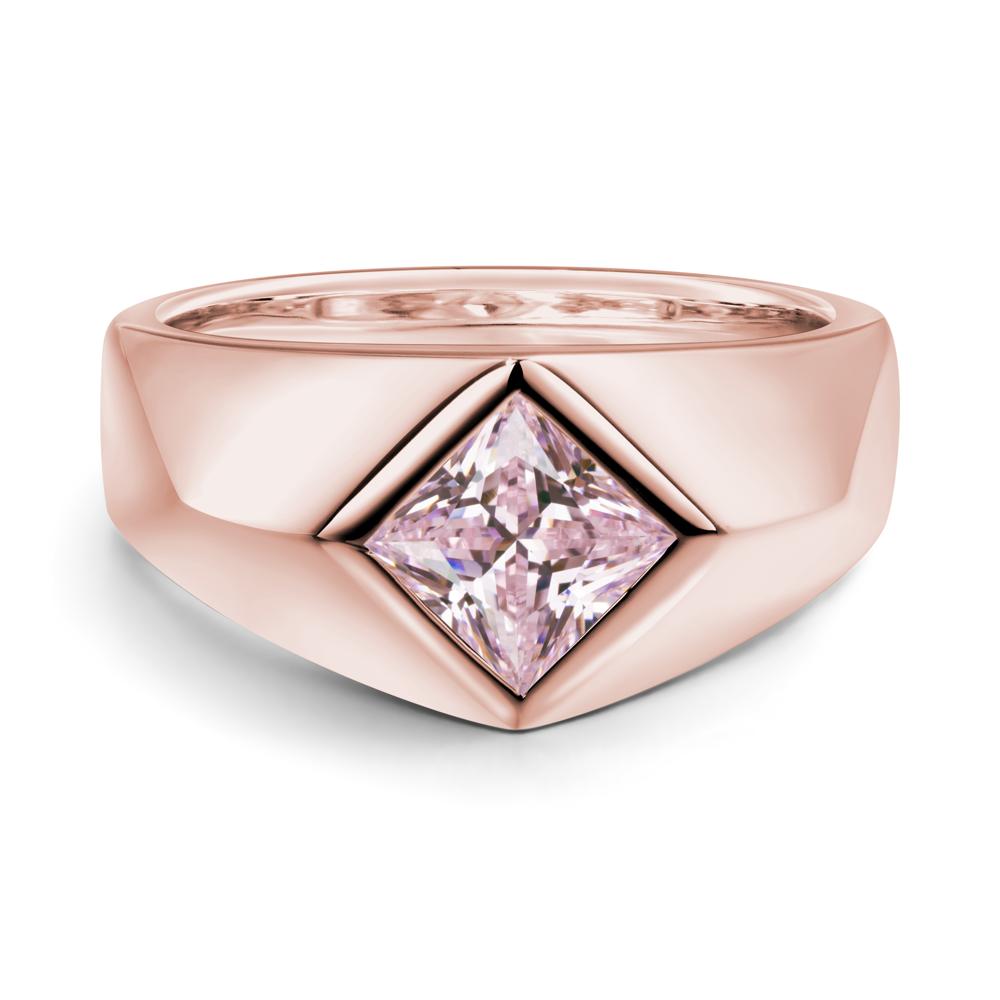 Men's Pink Cubic Zirconia Kite Set Ring - LUO Jewelry #metal_18k rose gold