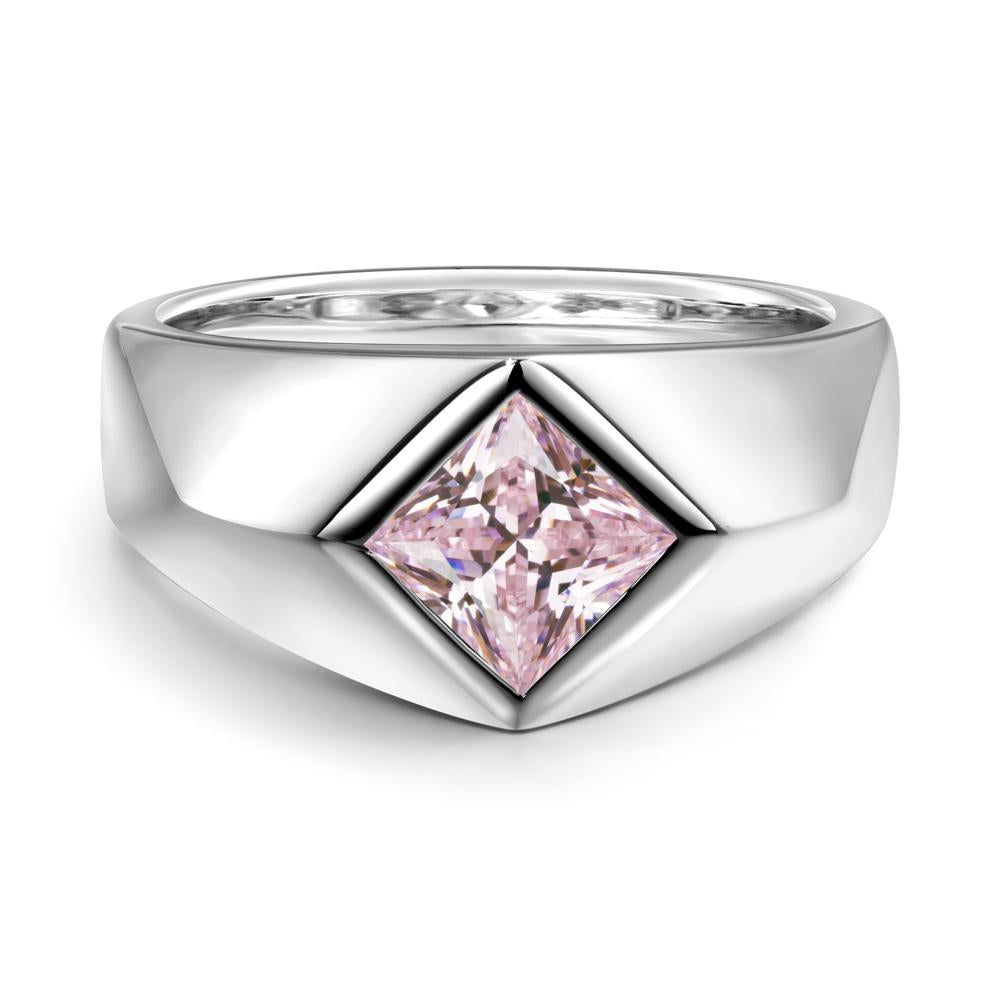 Men's Pink Cubic Zirconia Kite Set Ring - LUO Jewelry #metal_18k white gold