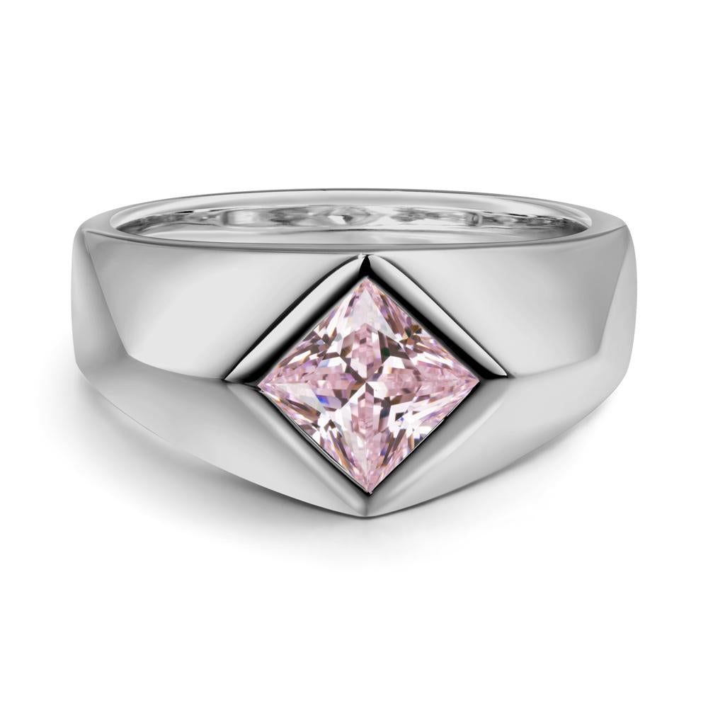 Men's Pink Cubic Zirconia Kite Set Ring - LUO Jewelry #metal_platinum