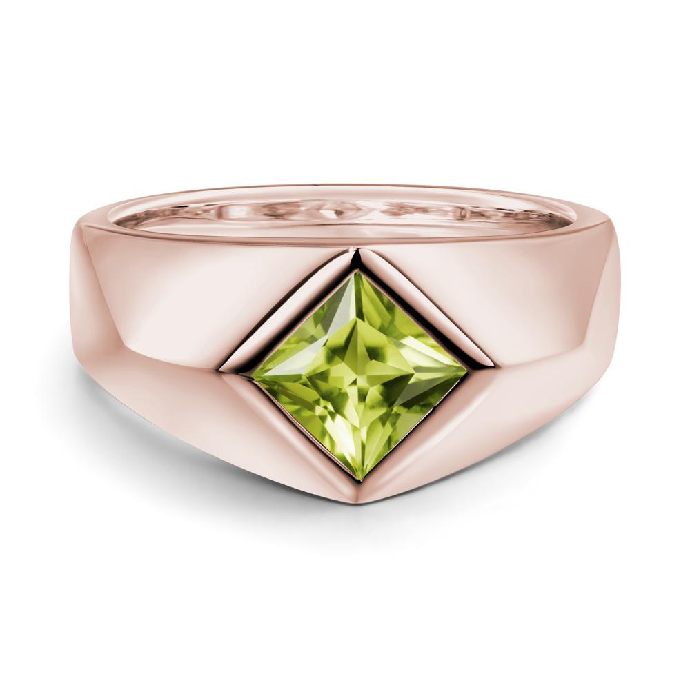 Men's Peridot Kite Set Ring - LUO Jewelry #metal_14k rose gold