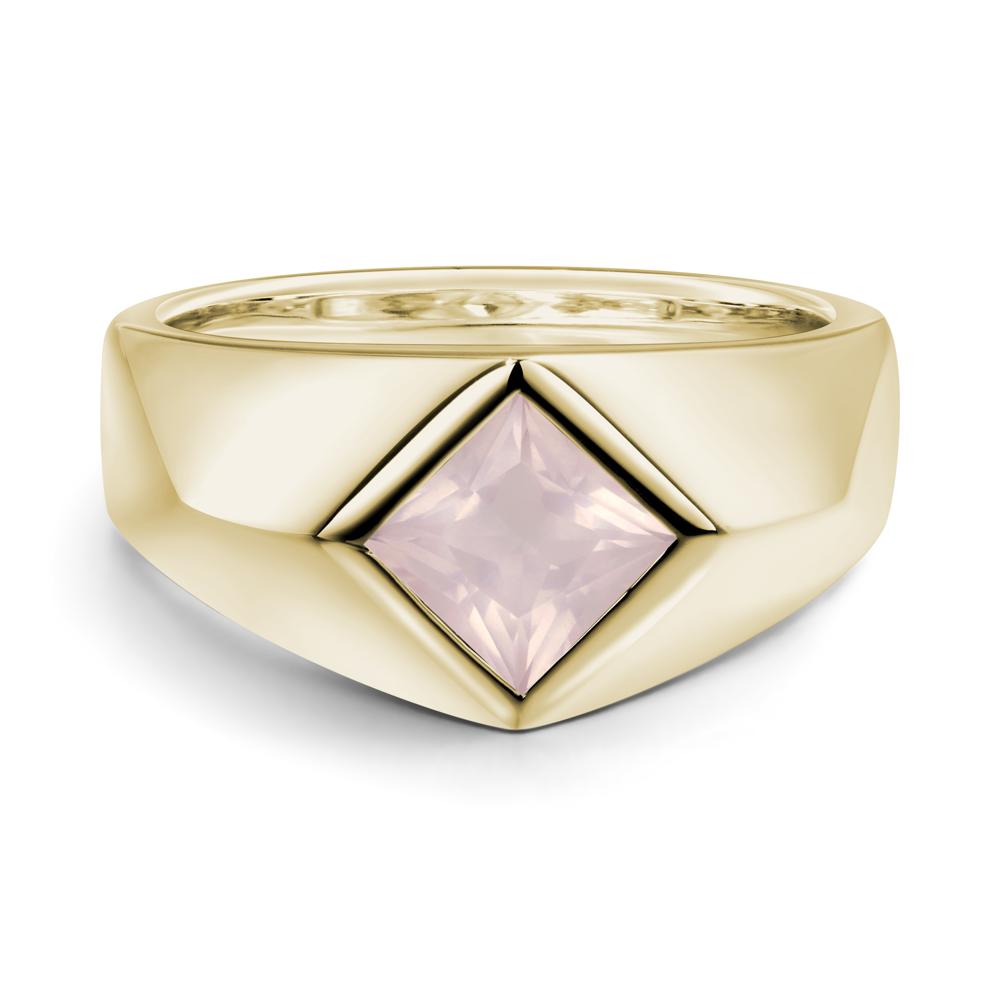 Men's Rose Quartz Kite Set Ring - LUO Jewelry #metal_14k yellow gold