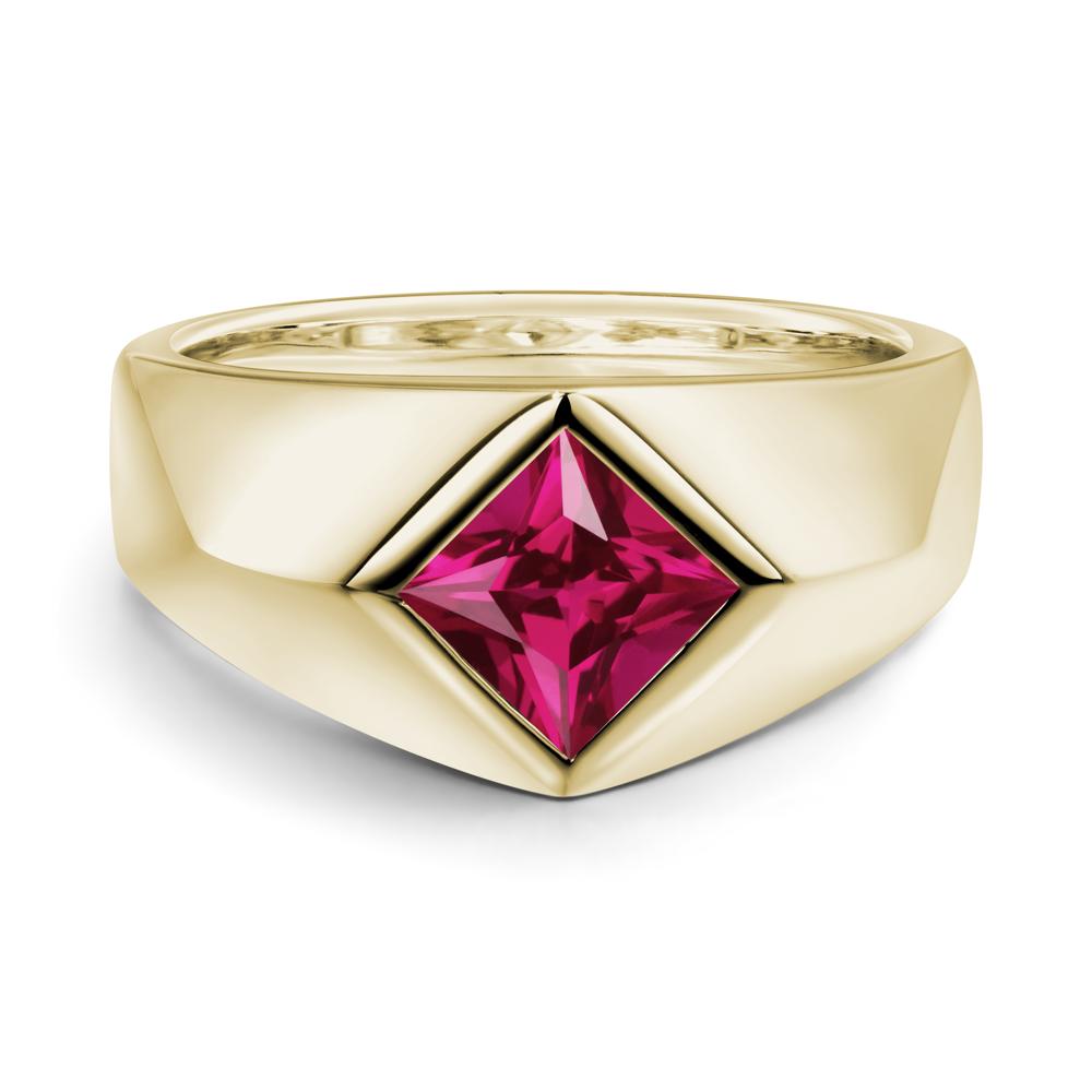 Men's Ruby Kite Set Ring - LUO Jewelry #metal_14k yellow gold
