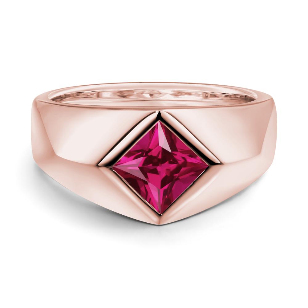Men's Ruby Kite Set Ring - LUO Jewelry #metal_18k rose gold