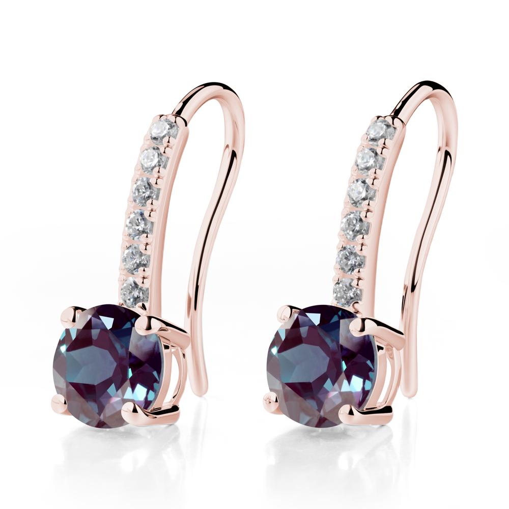 Simple Round Alexandrite Dangle Earrings - LUO Jewelry #metal_18k rose gold