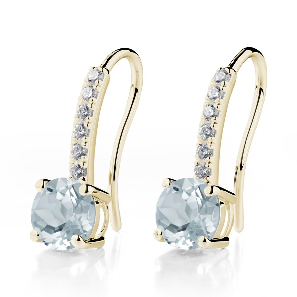 Simple Round Aquamarine Dangle Earrings - LUO Jewelry #metal_14k yellow gold