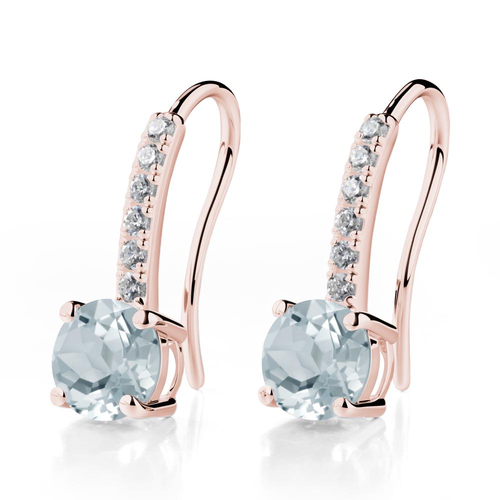 Simple Round Aquamarine Dangle Earrings - LUO Jewelry #metal_18k rose gold