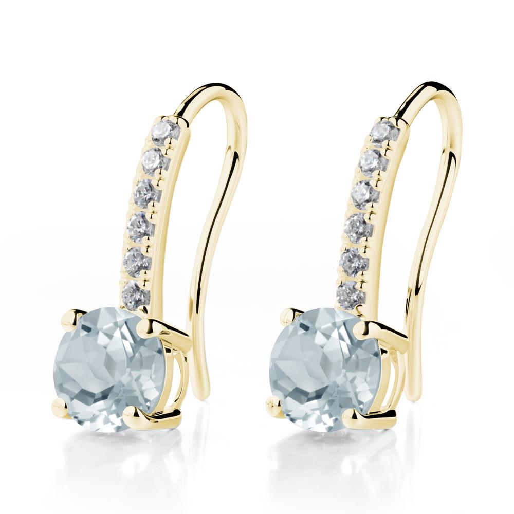 Simple Round Aquamarine Dangle Earrings - LUO Jewelry #metal_18k yellow gold