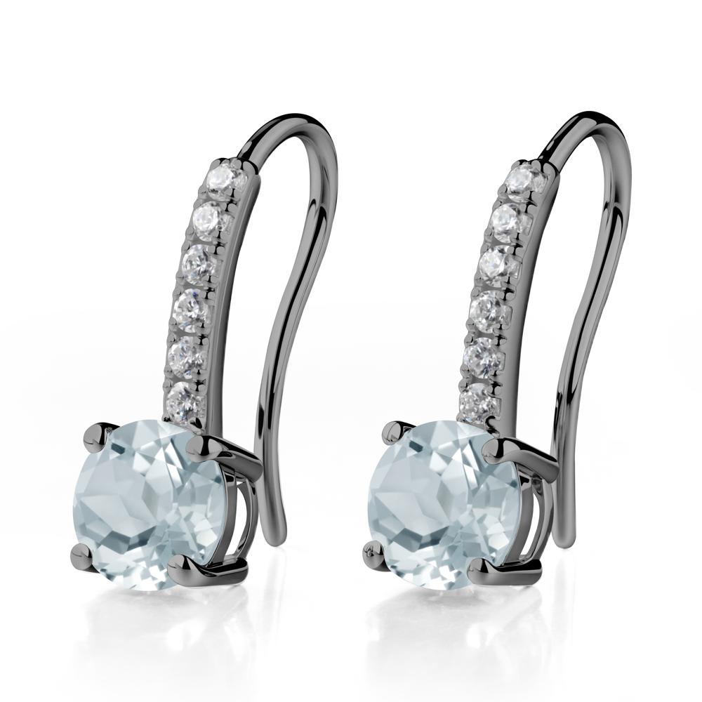Simple Round Aquamarine Dangle Earrings - LUO Jewelry #metal_black finish sterling silver