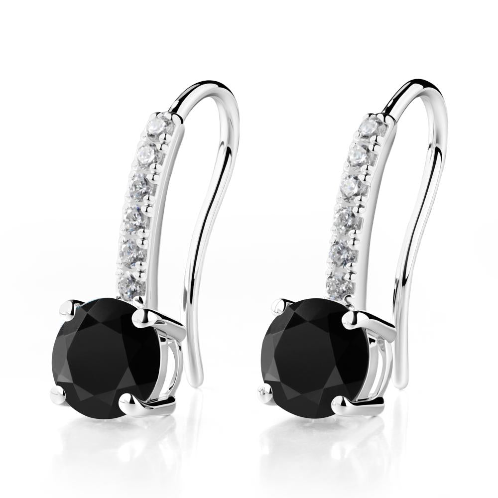 Simple Round Black Spinel Dangle Earrings - LUO Jewelry #metal_sterling silver