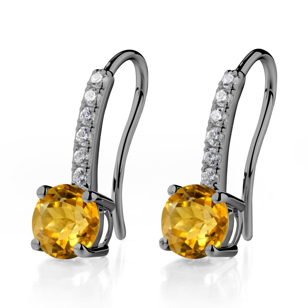 Simple Round Citrine Dangle Earrings - LUO Jewelry #metal_black finish sterling silver