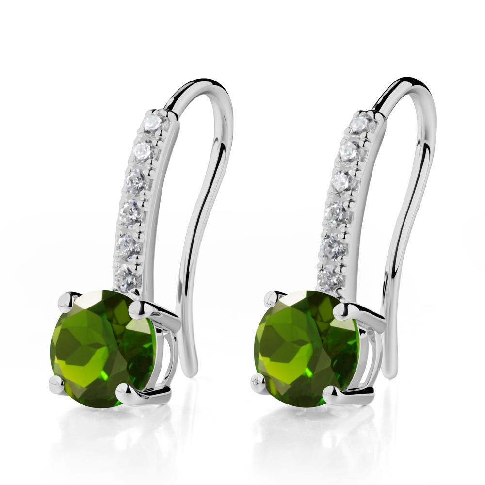 Simple Round Diopside Dangle Earrings - LUO Jewelry #metal_platinum