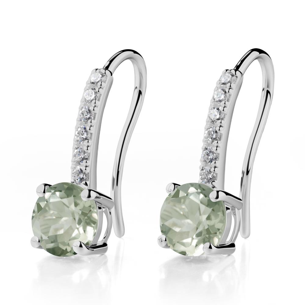 Simple Round Green Amethyst Dangle Earrings - LUO Jewelry #metal_platinum
