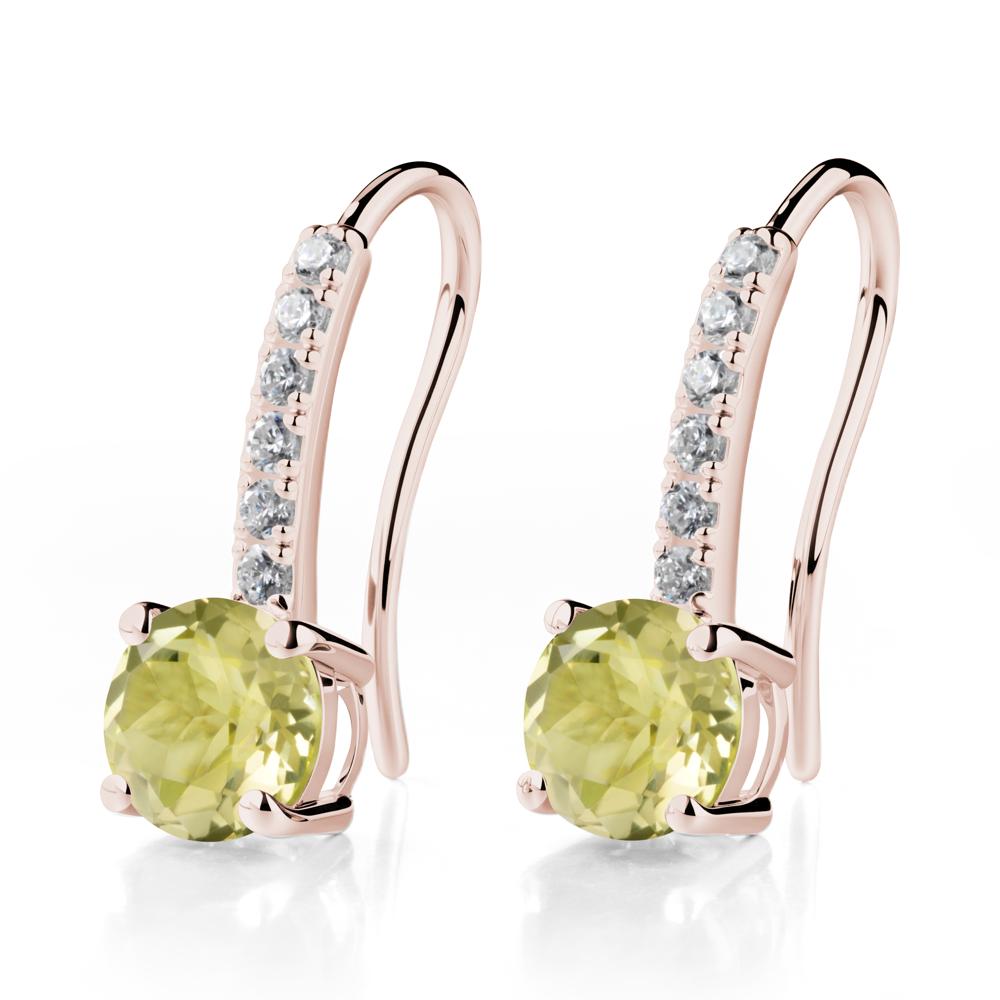 Simple Round Lemon Quartz Dangle Earrings - LUO Jewelry #metal_14k rose gold