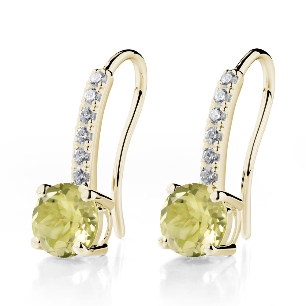 Simple Round Lemon Quartz Dangle Earrings - LUO Jewelry #metal_14k yellow gold